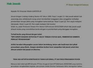 Hak Jawab PT SAS: Bantah Ada Aktivitas Konstruksi di Aur Kenali, Penanaman Pohon Diklaim Bagian dari Komitmen Lingkungan