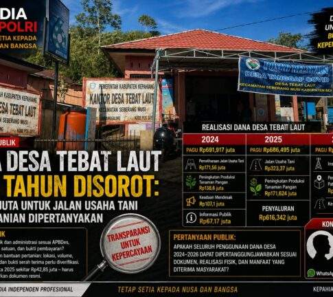 Dana Desa Tebat Laut Tiga Tahun Disorot: Ratusan Juta Untuk Jalan Usaha Tani dan Pertanian Dipertanyakan