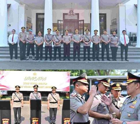 Polrestabes Bandung Laksanakan Kegiatan Upacara Serah Terima Jabatan Pejabat Utama Polrestabes Bandung